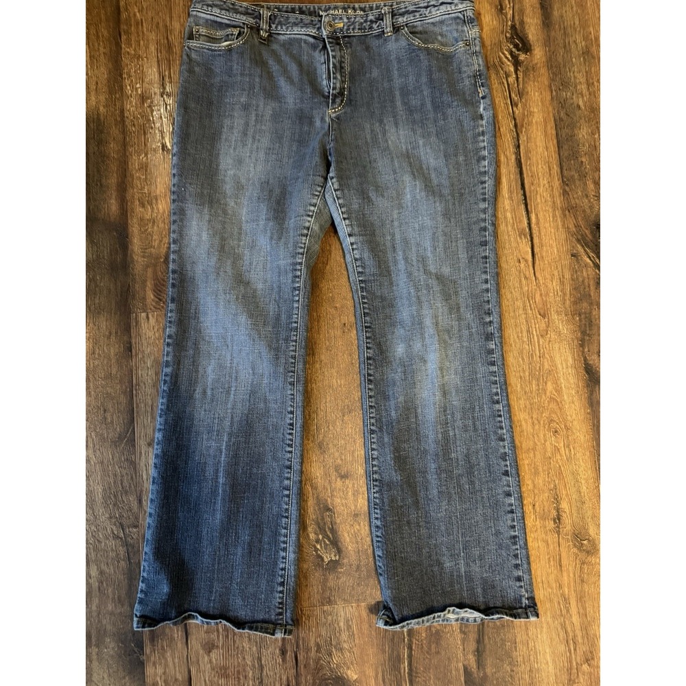 Michael Kors Women's Dark Wash Stretch Blue Denim Boot Cut Jeans, Size 16